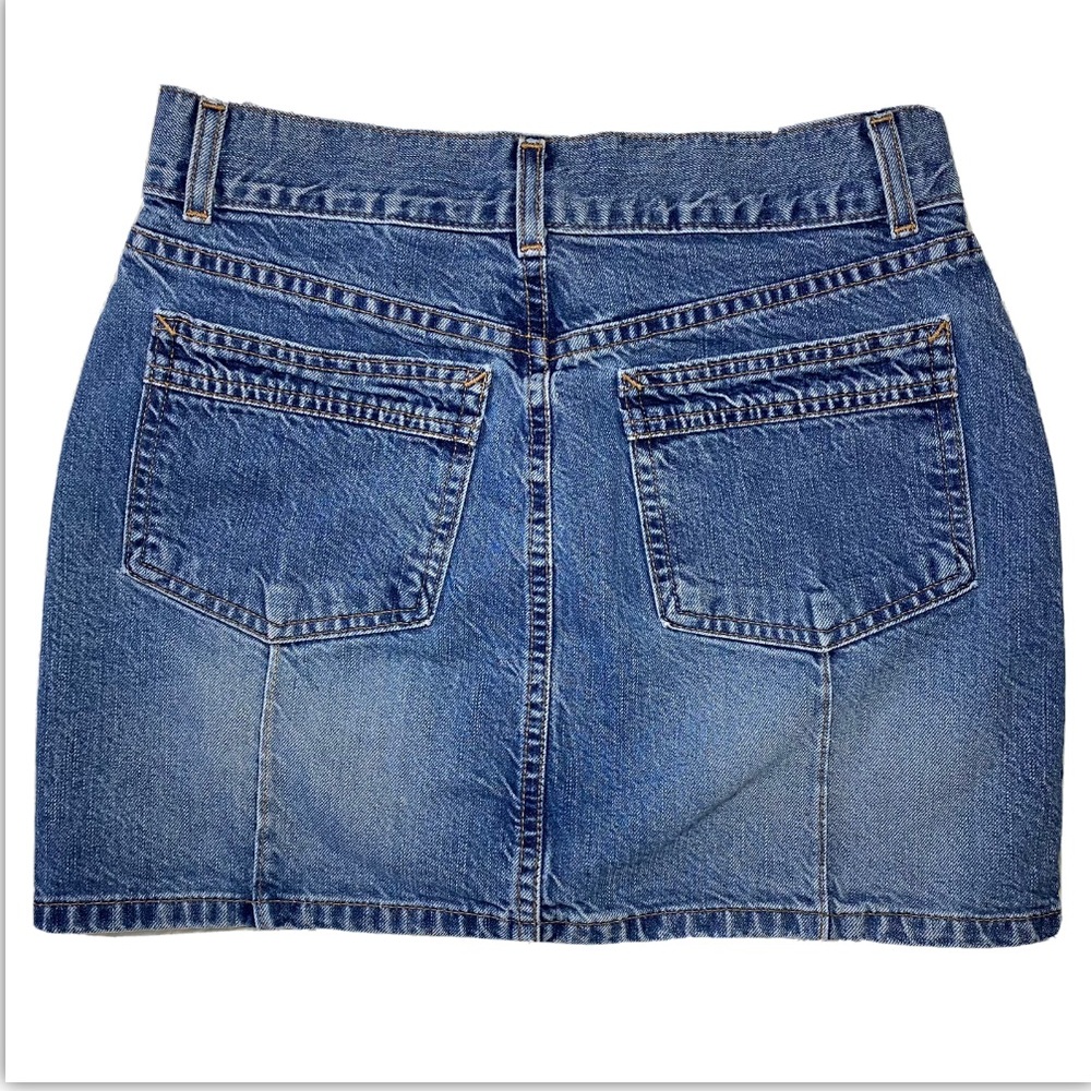 Gap Blue Denim Jean A-Line Back Pockets Zipper Mini Size 4 Made in USA!